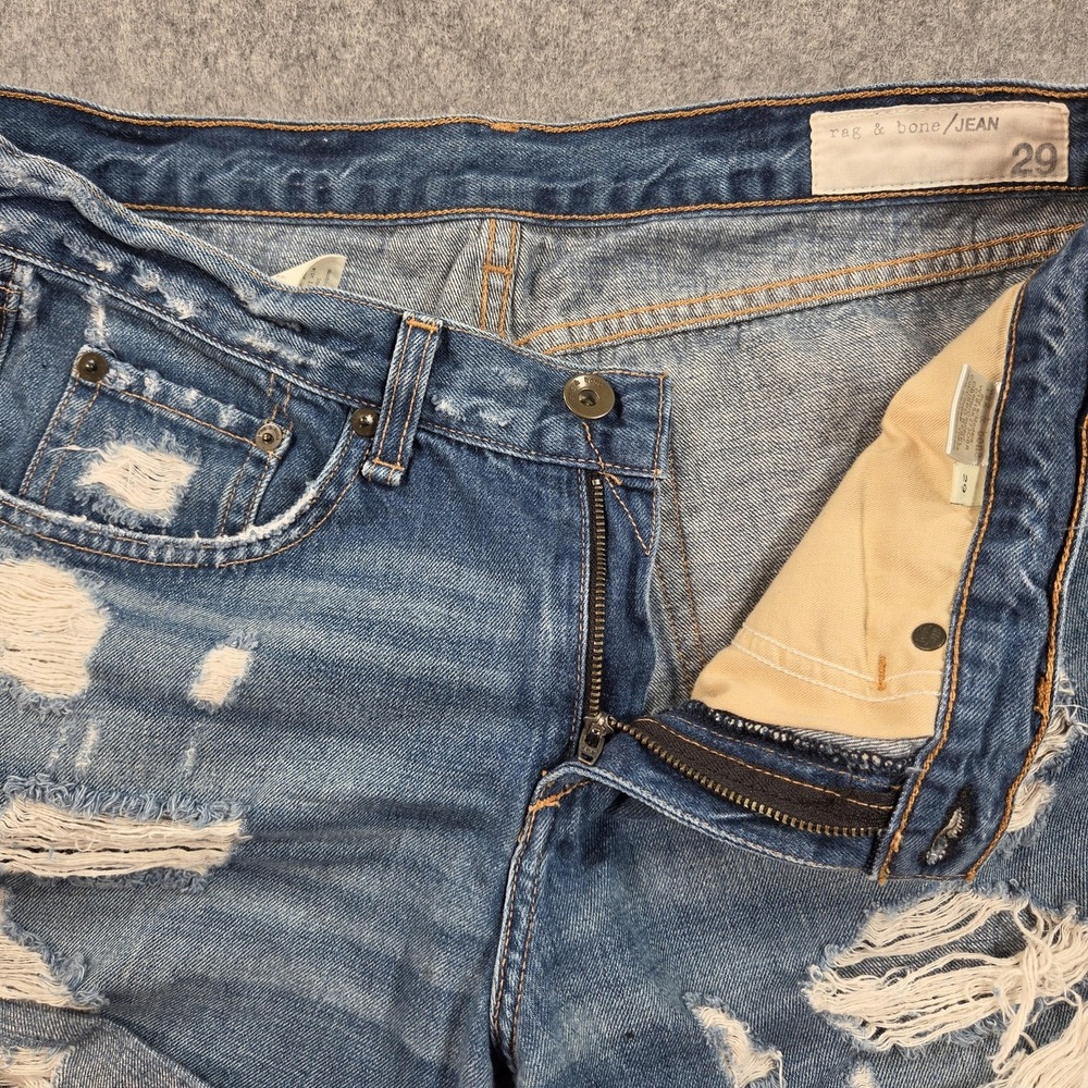 Rag & Bone Shorts Womens 29 Blue Distressed Denim Cutoff Cuffed Relaxed Casual - Picture 9 of 13